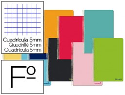 Cuaderno espiral Liderpapel Smart Folio tapa blanda 80h 60g cuadro 5mm. colores surtidos